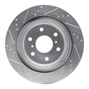 Cadillac Escalade ESV Brake Rotor (1) - Rear Right - R1 Concepts - Drilled & Slotted - Silver - `07-`20
